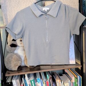 Cotton On Kids Polo Shirt with Zip in Gray